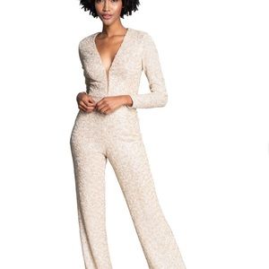 Dress the Population Gold Sequin Jumpsuit S